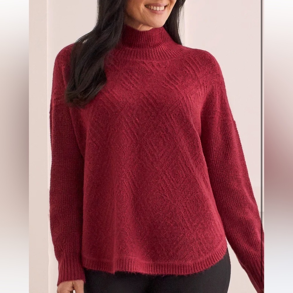 NWT Tribal Cowl Neck Sweater in Tibetan Red